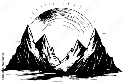Majestic sunrise over snow-capped mountains outdoors scenic landscape aesthetic viewpoint nature's beauty