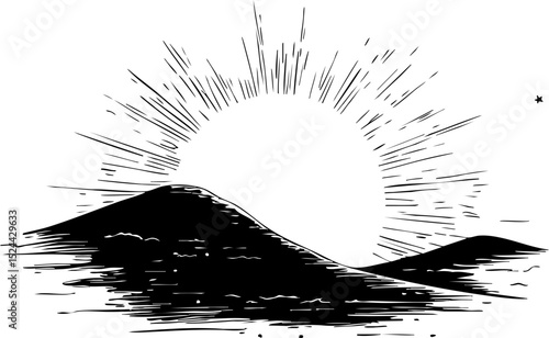 Majestic sunrise over rolling hills natural landscape digital tranquil environment bird's eye view serenity and beauty