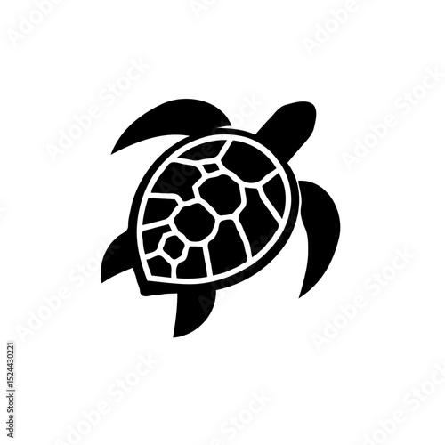  Sea turtle silhouette in black on white background

