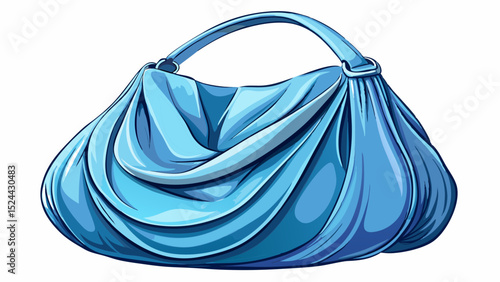 A close-up of a slouchy hobo bag in pastel blue shows relaxed lines and soft leather folds. Casual yet stylish, the piece sits gracefully on a pure white surface.