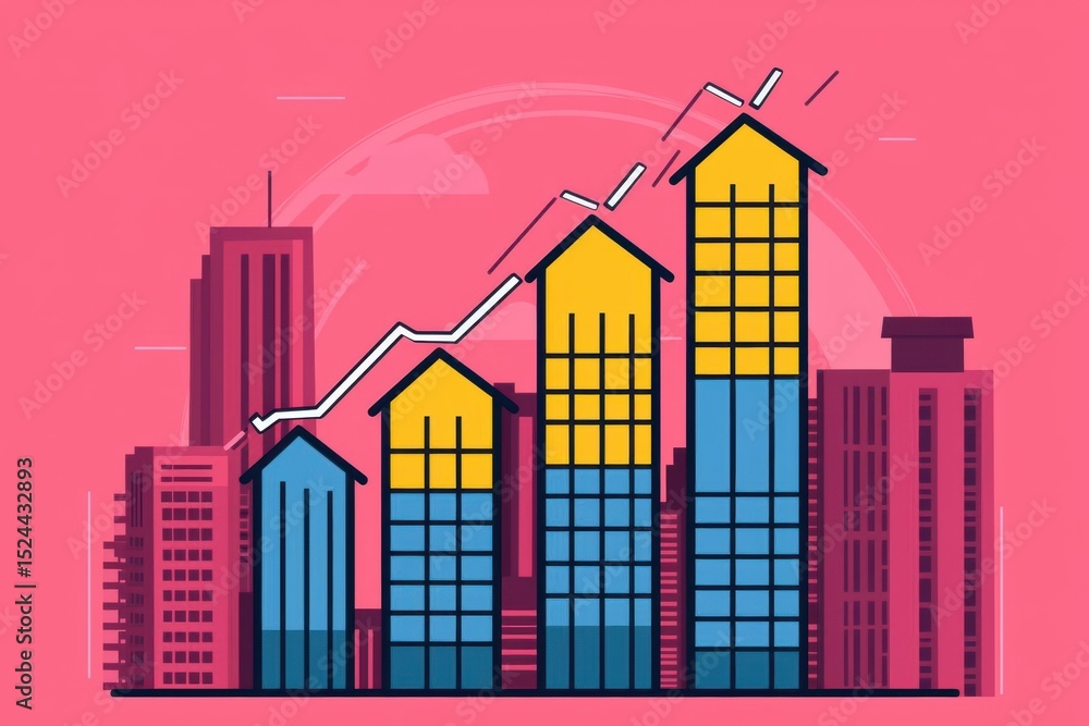 Fototapeta premium business tax planning and tax deduction with fiscal year. Business growth plan with fiscal tax deduction stages, layered bar chart and clean icons