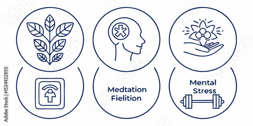 Wellness and Self-Care Line Icon Set – Thin Linear Vector Pictograms of Mental Health, Meditation, Fitness, and Relaxation

