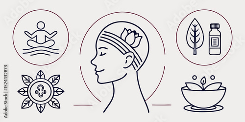 Wellness and Self-Care Line Icon Set – Thin Linear Vector Pictograms of Mental Health, Meditation, Fitness, and Relaxation

