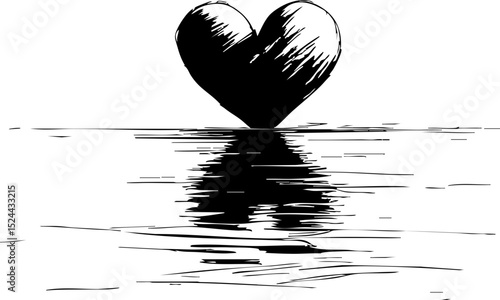 Heart reflection in water nature scene graphic art serene environment artistic viewpoint love for emotional connection