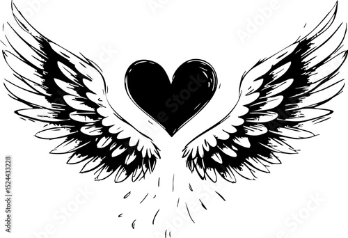 Heart with wings symbolizing love and freedom artistic digital art inspirational creative