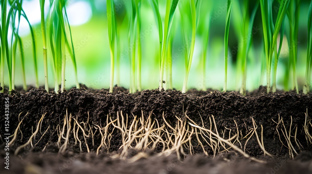 Fototapeta premium Healthy roots hold the soil together, showcasing the beauty and importance of plant life from the ground up, a symbol of growth and resilience.