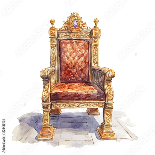 Throne Power, watercolor clipart vector, high quality, isolated on a white background.