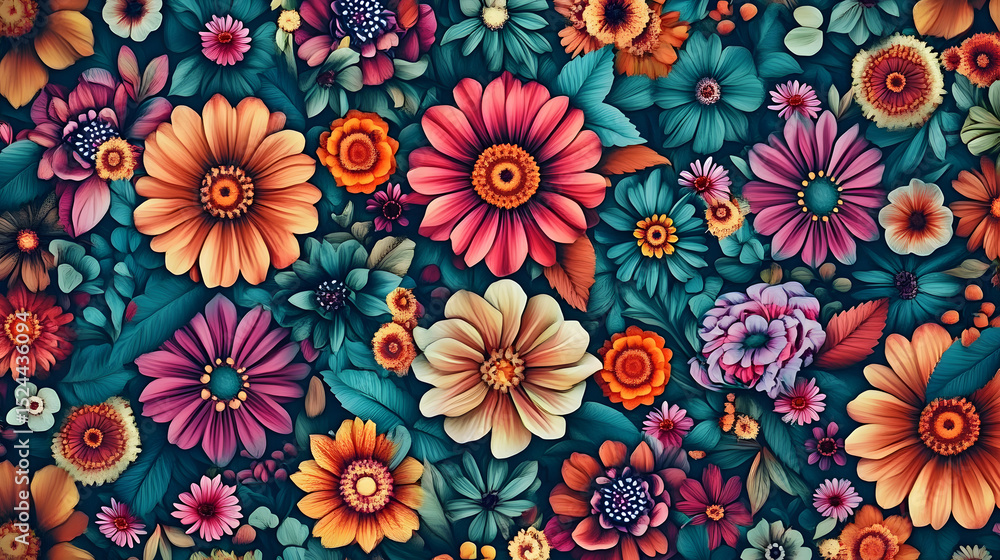 Seamless boho floral pattern with intricate details and vibrant colors, boho, seamless, floral, pattern, trendy, fashion, design Seamless boho floral pattern with intricate details and vibrant colors, boho, seamless, floral, pattern, trendy, fashion, design