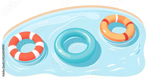 Inflatable swim ring, Pool float illustration, Lifebuoy vector, Water float ring, Summer pool accessory, Inflatable tube icon, Swimming float circle, Beach float tube, Pool party float, Safety ring il