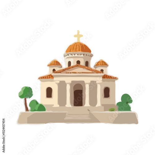 Detailed Roman Villa Illustration