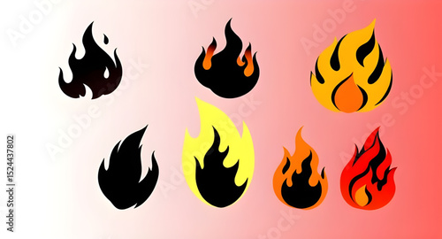 Set of fire flames, Fire flame vector set, Flame icon collection, Burning flames set, Fire icon pack, Realistic fire flames, Cartoon fire flames, Abstract fire set, Blazing flames vector, Fire symbols