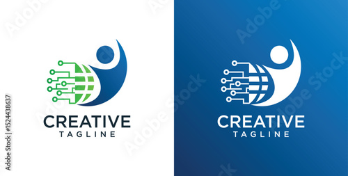 abstract logo human technology, Logo design inspiration ideas