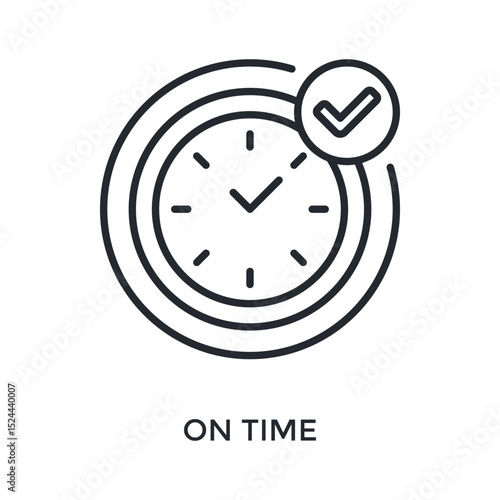 On Time Icon Outline Style. Vector Illustration For Graphic Design