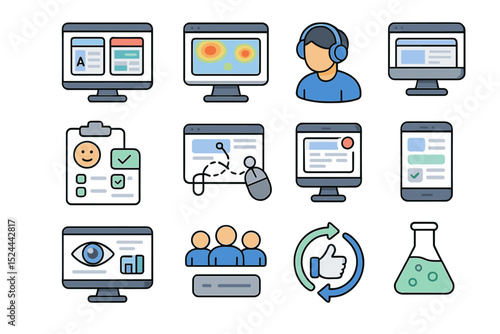 User interface icons for digital user experience and interaction design