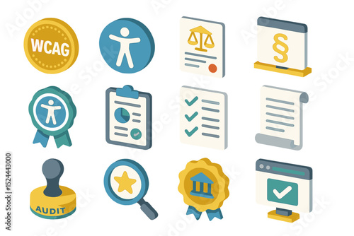 Digital accessibility compliance icons for auditing and certification