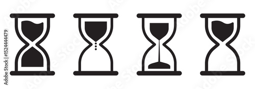hourglass icon set . Sand watch icon set. Hourglass symbol. Sandglass logo. Flat vector illustration.