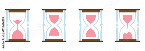 hourglass outline or line icon design bundle. Hourglass vector icon. Sand clock symbol. flat vector illustration design.