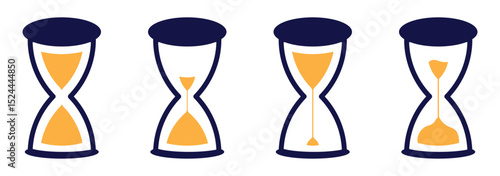 hourglass outline or line icon design bundle. Hourglass vector icon. Sand clock symbol. flat vector illustration design.