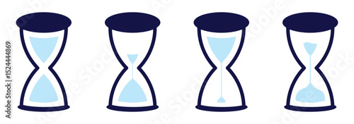 hourglass outline or line icon design bundle. Hourglass vector icon. Sand clock symbol. flat vector illustration design.