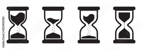 Hourglass icon on transparent background representing time with simple design