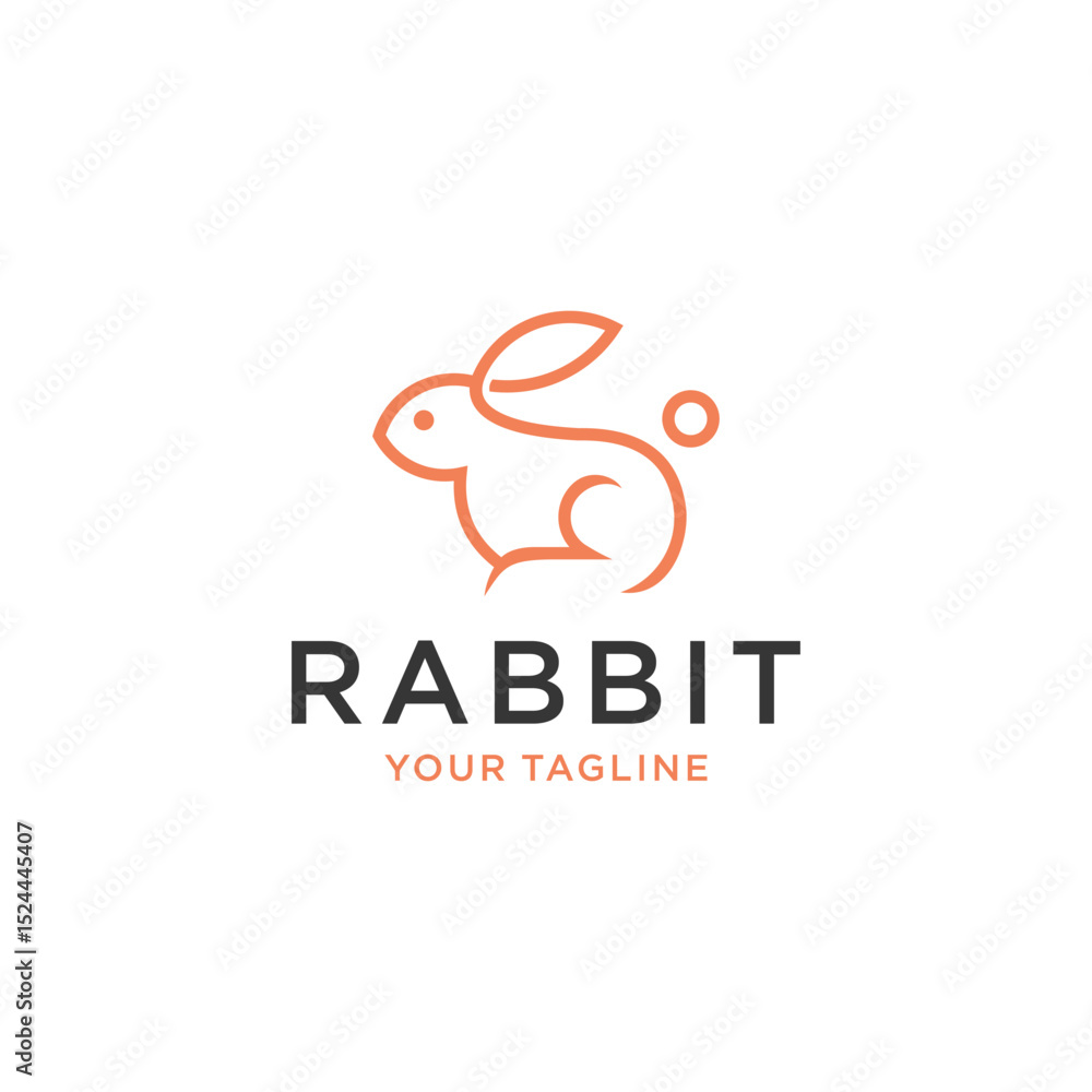 Fototapeta premium Rabbit outline simple minimalist logo design