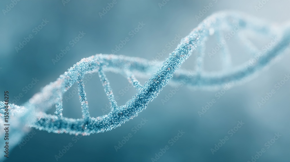 A blue DNA strand with a lot of detail A blue DNA strand with a lot of detail