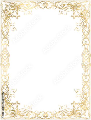 Ornamental golden frame png, royal luxury border, elegant baroque
