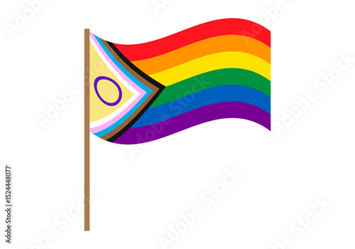 Bandera con mástil del orgullo lgbtq+