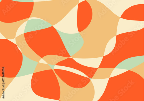 Fondo cálido naranja y verde de verano ondulado y curvo