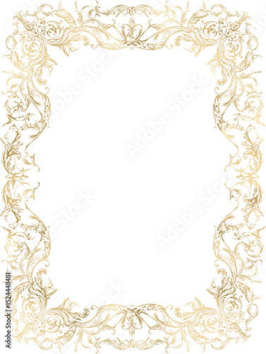 Ornamental golden frame png, royal luxury border, elegant baroque