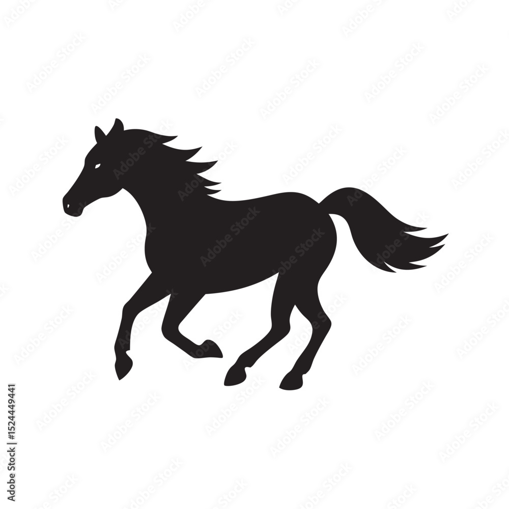 Horse Galloping Across Open Plains Silhouette Vector Horse Galloping Across Open Plains Silhouette Vector