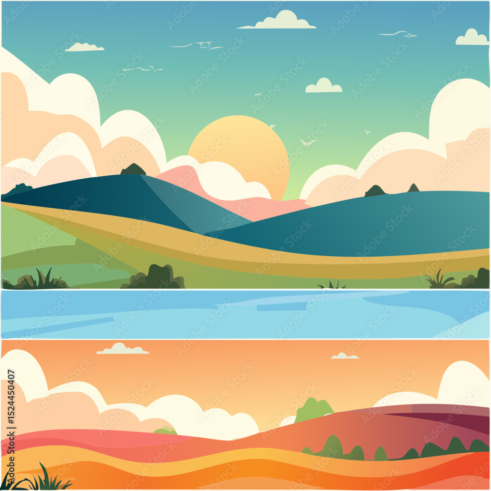 Obraz premium Playful Abstract Wavy Vector Background Set