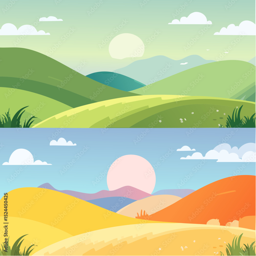 Obraz premium Playful Abstract Wavy Vector Background Set