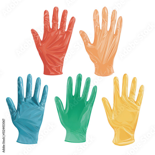 Colorful Disposable Gloves in Various Shades for Household and Professional Use in Cooking, Cleaning, and Medical Settings