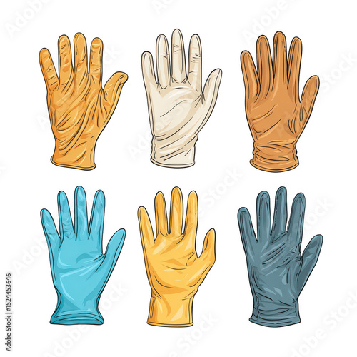 A Collection of Colorful Disposable Gloves Ideal for Hygiene, Medical, Cleaning, and Food Preparation Uses in Home and Professional Environments