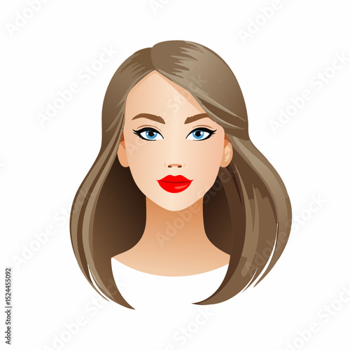 Woman With Long Hair and Red Lips