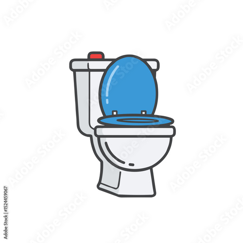 Toilet bowl with blue seat in minimalistic design  