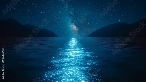 Sparkling night sea landscape