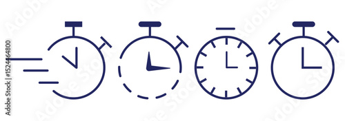 Timer, clock, stopwatch vector icon set. Timer icon set, timer from 1 to 10 minutes. 1, 2, 3, 4, 5, 6, 7, 8, 9, 10, min, timer clock isolated vector illustration. Flat style.