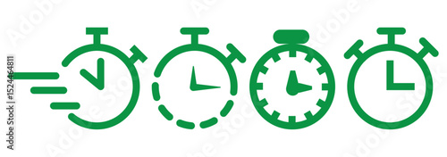 Timer, clock, stopwatch vector icon set. Timer icon set, timer from 1 to 10 minutes. 1, 2, 3, 4, 5, 6, 7, 8, 9, 10, min, timer clock isolated vector illustration. Flat style.