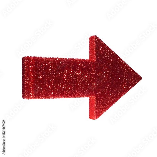Red glitter arrow pointer isolated on transparent background
