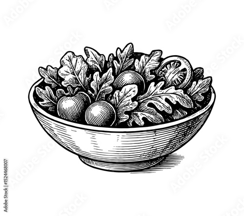 Fresh Salad with Mixed Greens, Tomatoes, and Cucumbers in a Healthy Food Bowl
