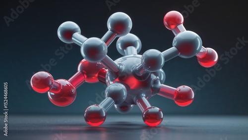 photorealistic ball and stick model of benzaldehyde