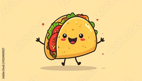 Cute Cartoon Dancing Taco o...