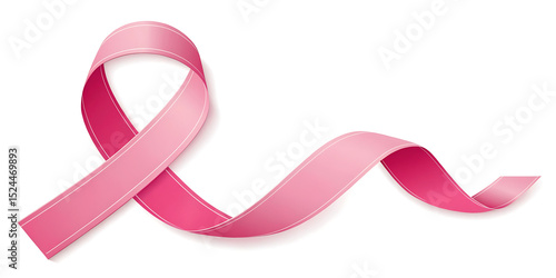 Breast cancer awareness pink banner background with curly pink ribbon symbol, vector design