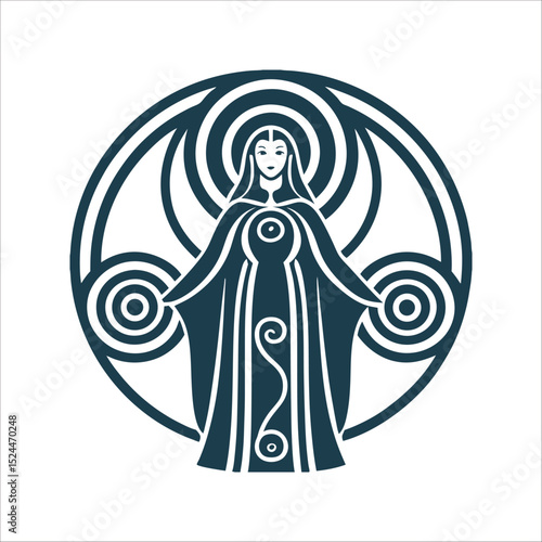 Celtic Goddess Symbol, Divine Feminine Icon Celtic Spiral Goddess A feminine figure with spirals representing the divine feminine