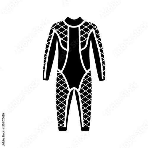 Black wetsuit design for diving and water sports equipment concept