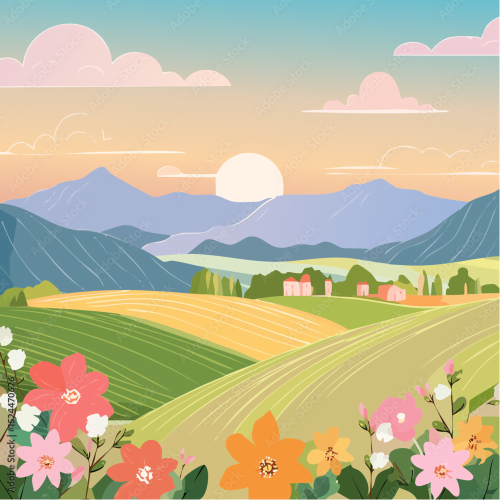 Fototapeta premium Floral Line Art Backgrounds