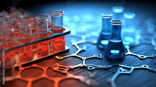 Science experiments in laboratory with test tubes