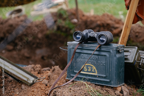Binoculars in a WW1 Trench